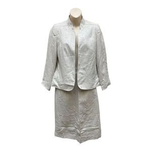 Vintage Three Flaggs California Skirt Suit Womens 8 Cream White Blend USA Made